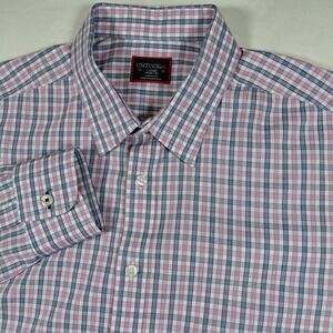 UNTUCKit Large Wrinkle Free Pink Blue Gingham Check Button Down ‎ Shirt Men L/S
